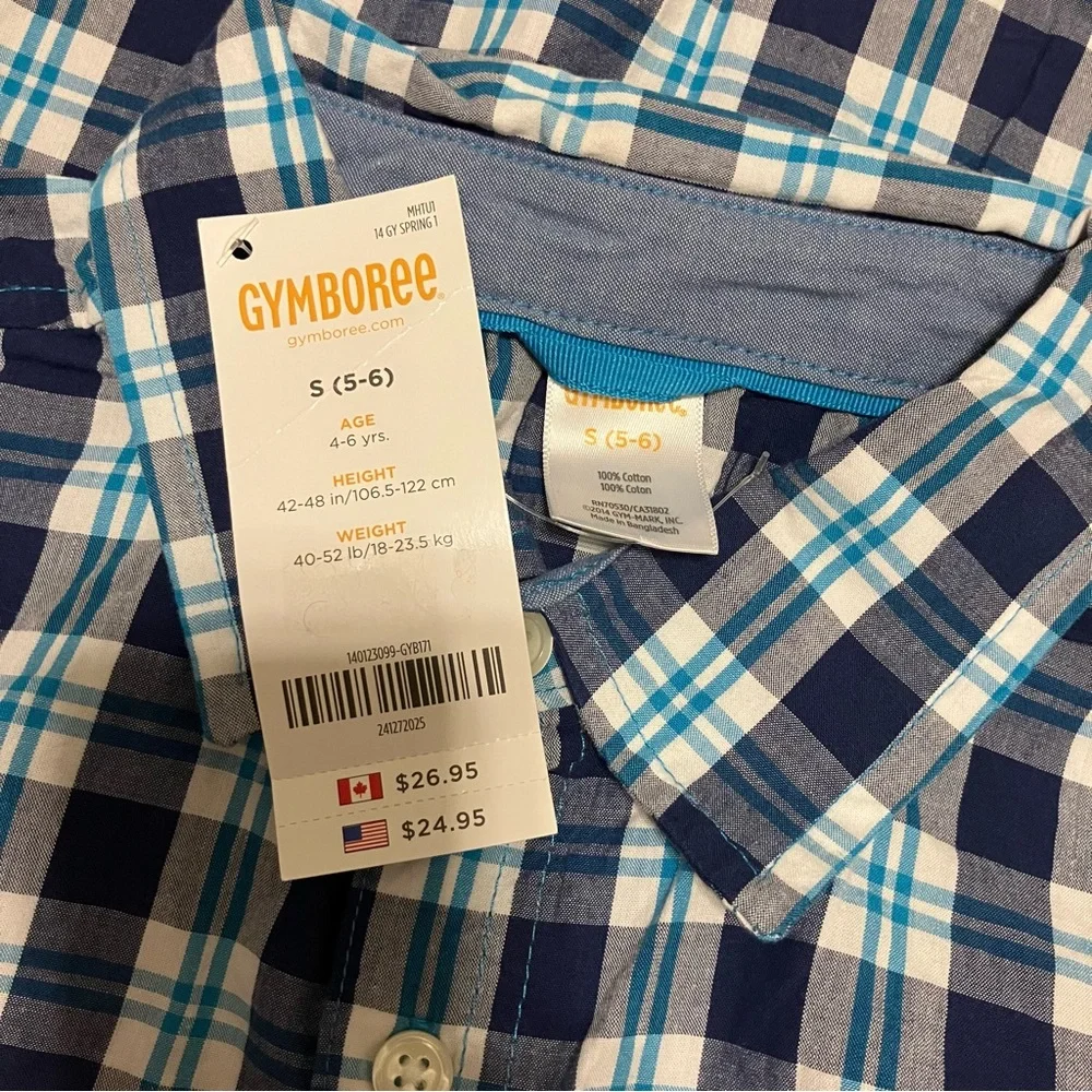 Gymboree Boys Sz 5‎ NWT Short Sleeved Plaid Button Up Shirt & Khaki Shorts